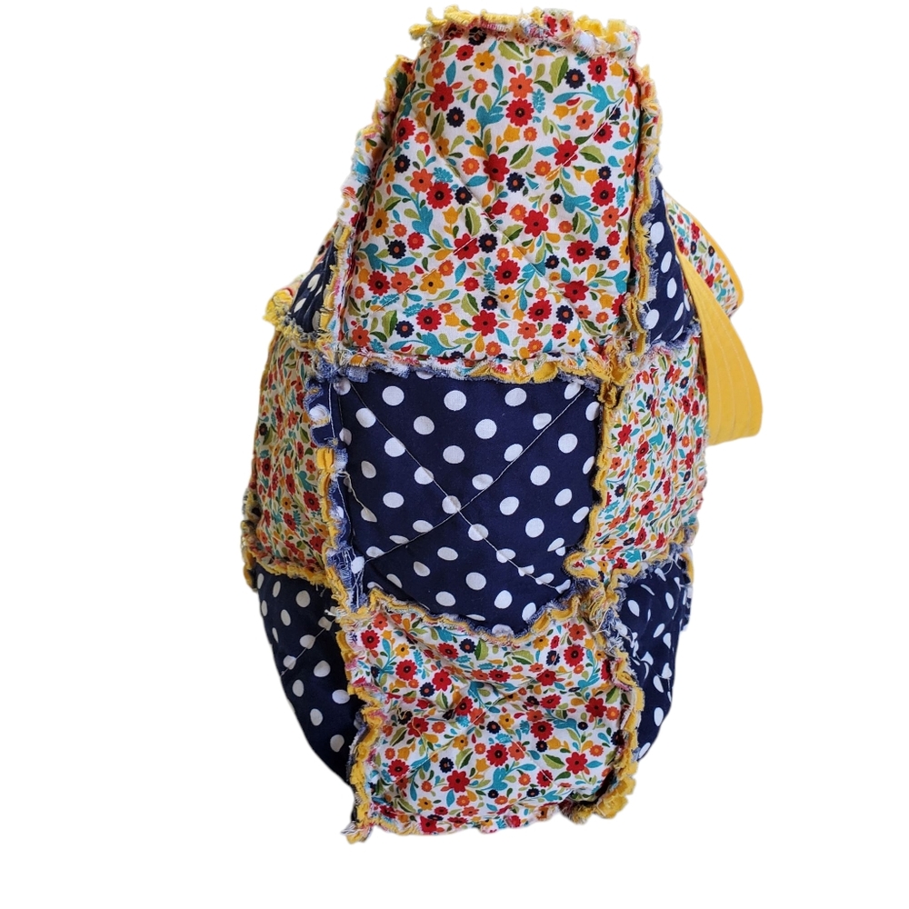 Homecrafted Rag Bag Floral and Polka Dot Tote With Bow - Picture 9 of 14